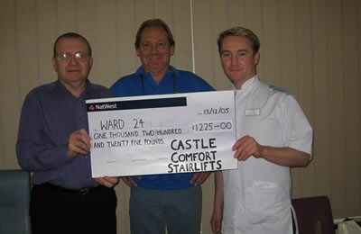 Keith and Terry present the cheque